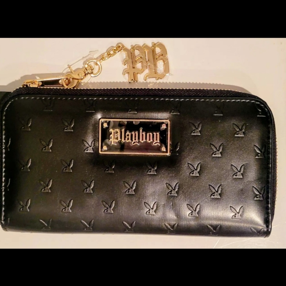 Playboy Black Wallet with Gold Accents